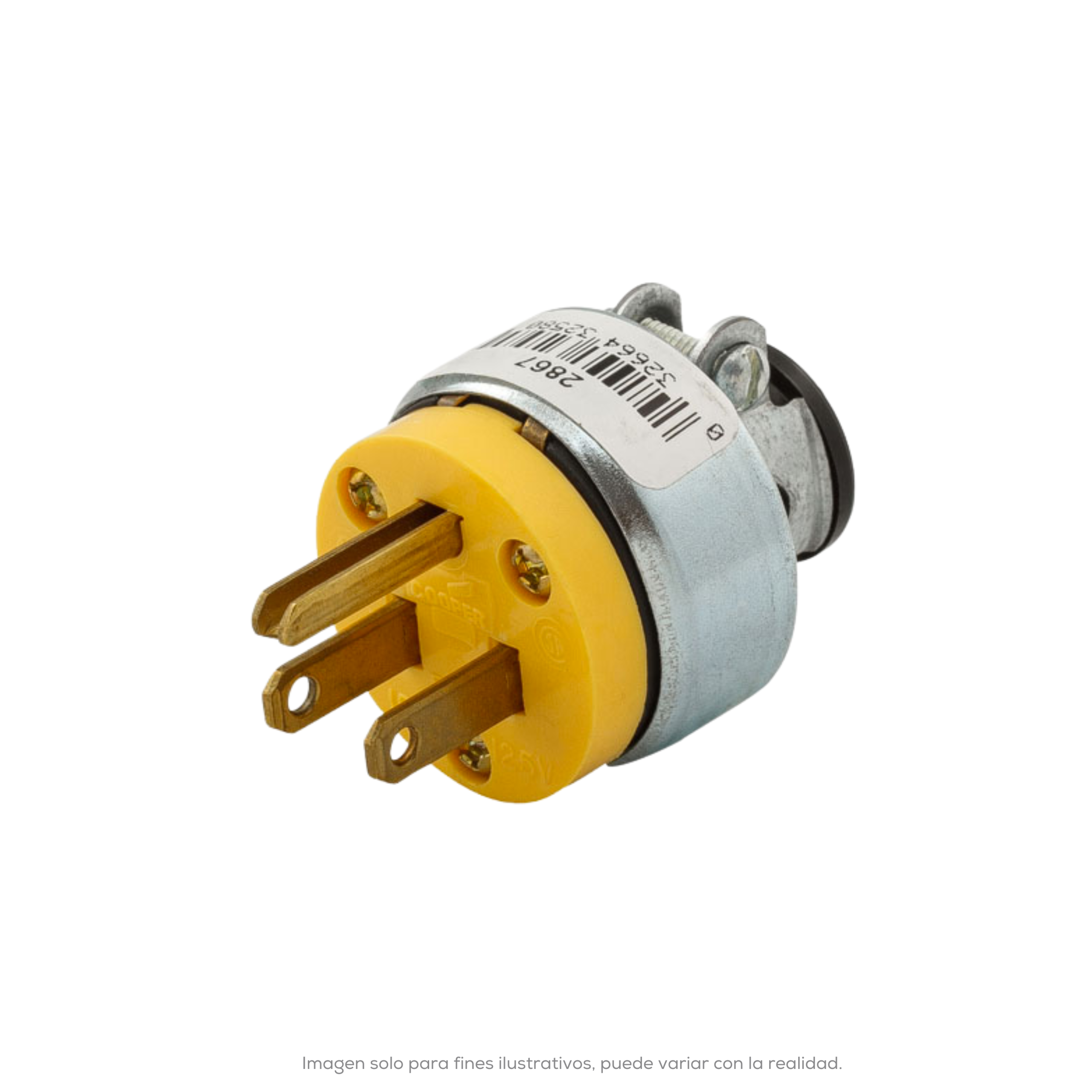 Clavija de Vinil Blindada 15A 125 V 2P 3H Amarillo NEMA 5 15P Wiring Devices
