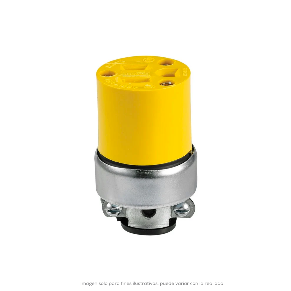 Conector De Vinil Blindado 15A 125 V 2P 3H Amarillo NEMA 5 15P Wiring Devices