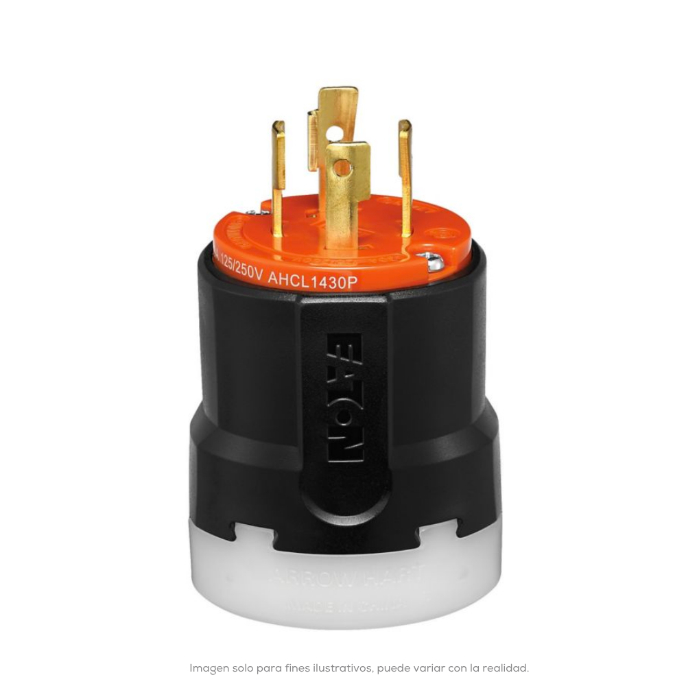 Clavija Ultragrip Diametro Del Cable 9.5 25.4MM 3P4H 30A 125250VCA NEMA L14 30 Grado Industrial Color Negro Y Blanco