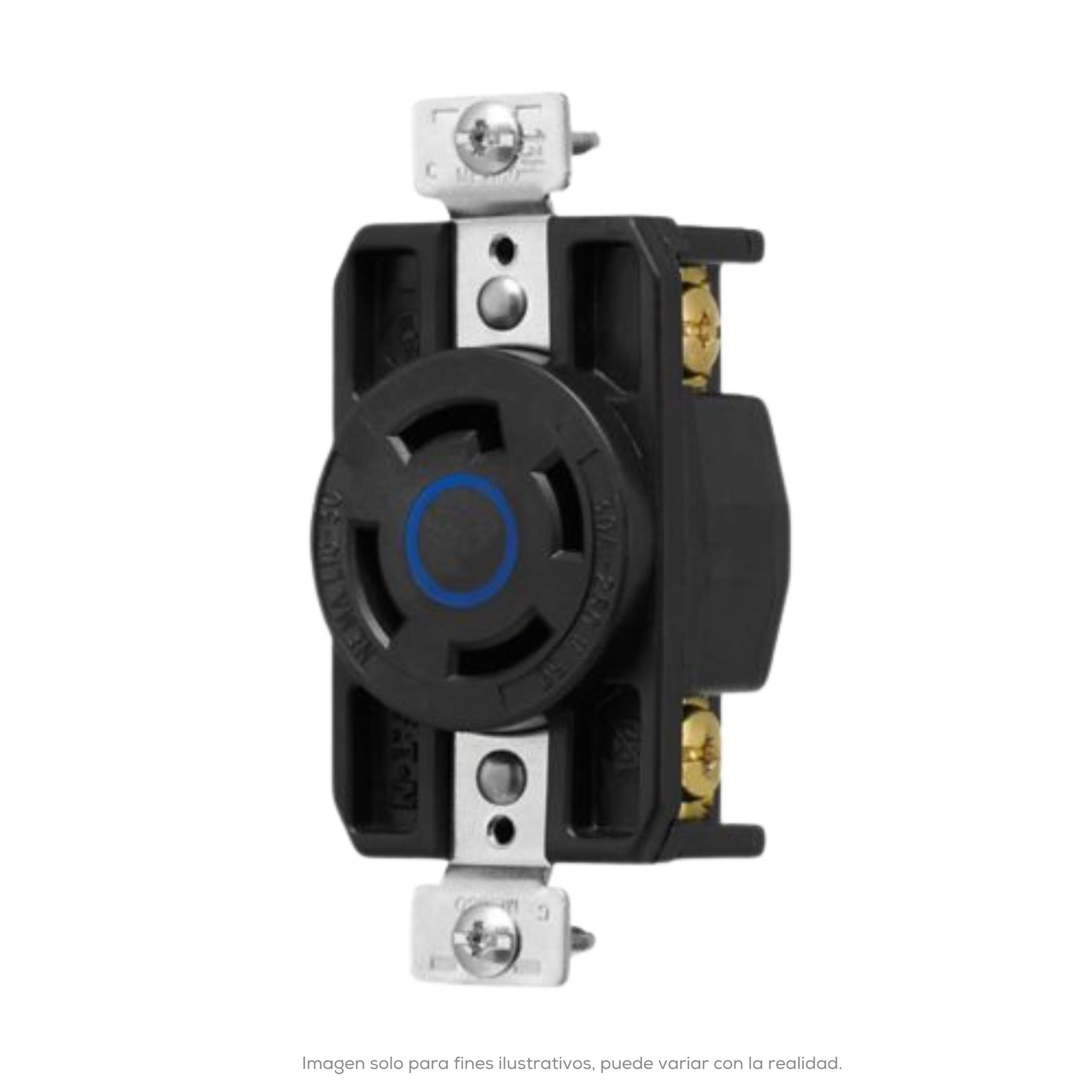 Receptaculo Sencillo Hart Lock Media Vuelta 3P4H 30A 3 250VCA NEMA L15 30 Grado Industrial Color Negro