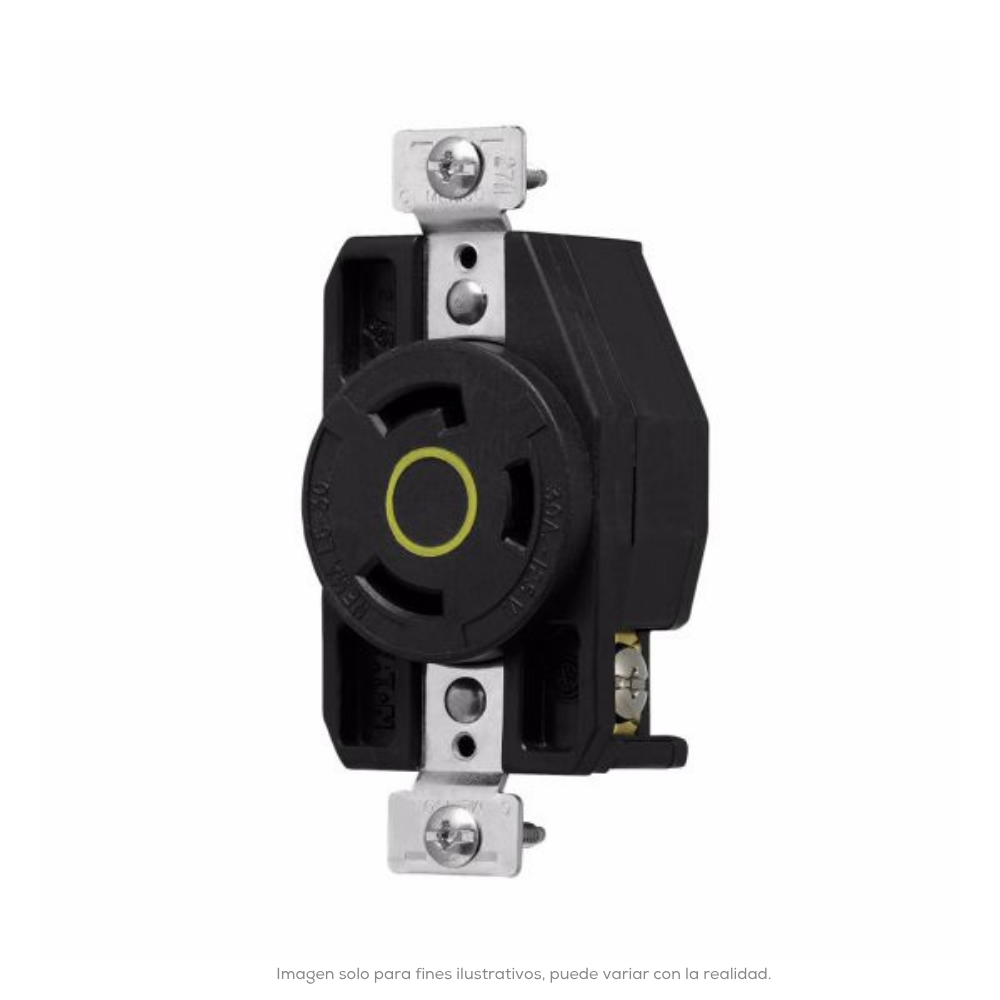 Receptaculo Sencillo Hart Lock 2P3H 30 A 125VCA NEMA L5 30 Grado Industrial Color Negro