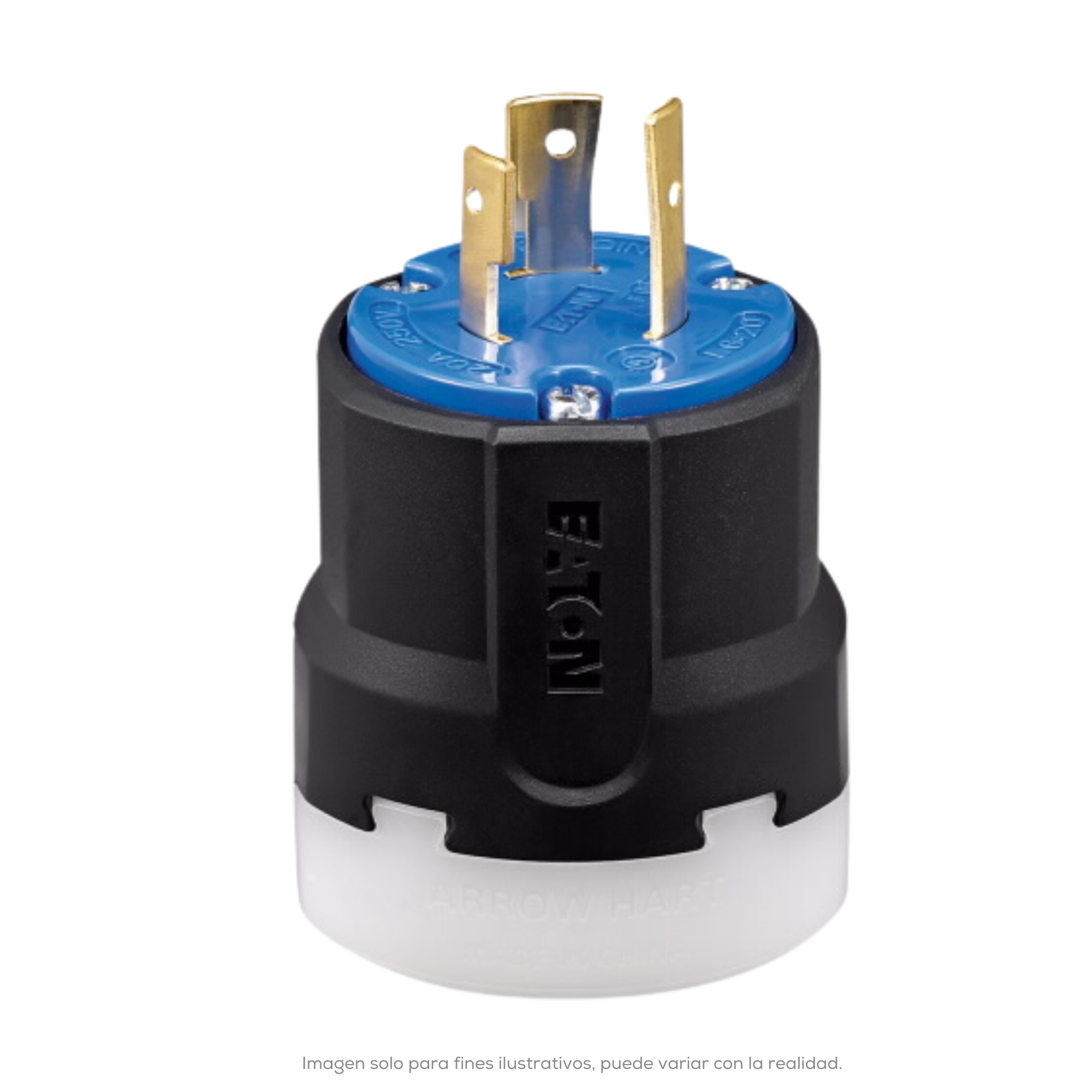 Clavija Ultragrip Diametro Del Cable 9.5 25.4MM 3P4H 30A 3 250VCA NEMA L15 30 Grado Industrial Color Negro Y Blanco