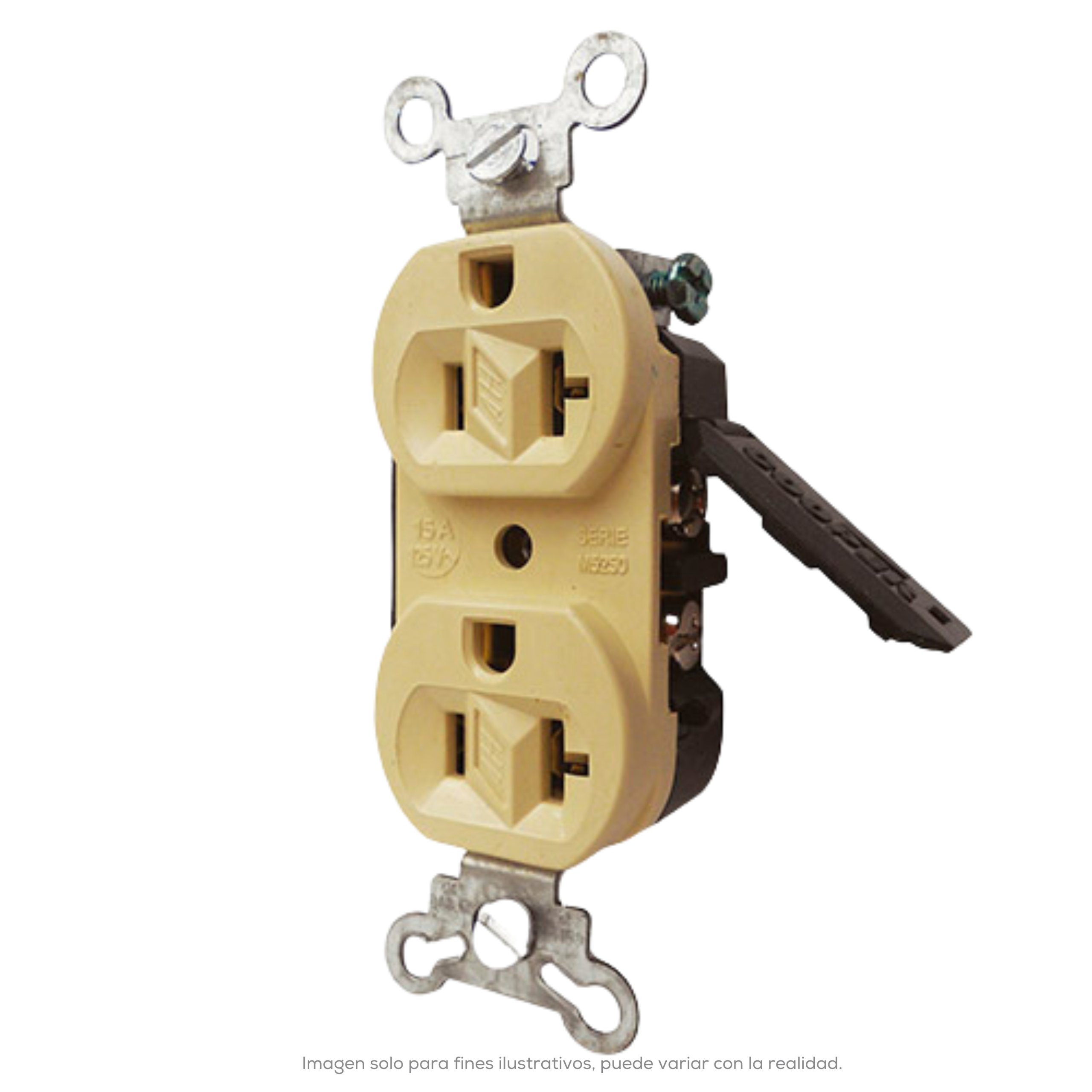 Receptaculo Duplex Marfil Con Guardas Protectoras 2P3H 20A 125V CA NEMA 5 20R