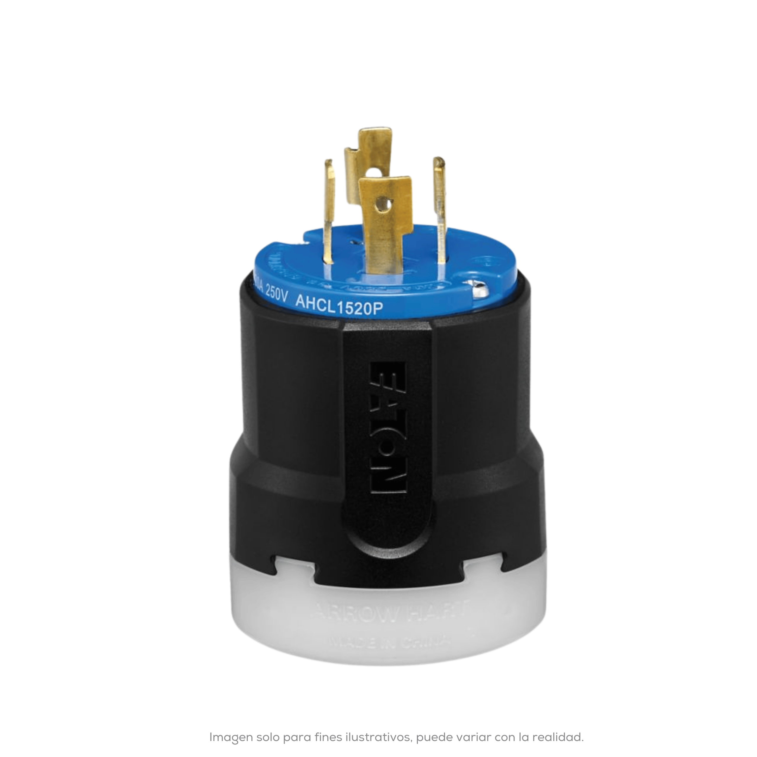 CLAVIJA ULTRAGRIP DIAMETRO DEL CABLE 9.5 25.4MM 3P4H 20A 3 250VCA NEMA L15 20 GRADO INDUSTRIAL COLOR NEGRO Y BLANCO