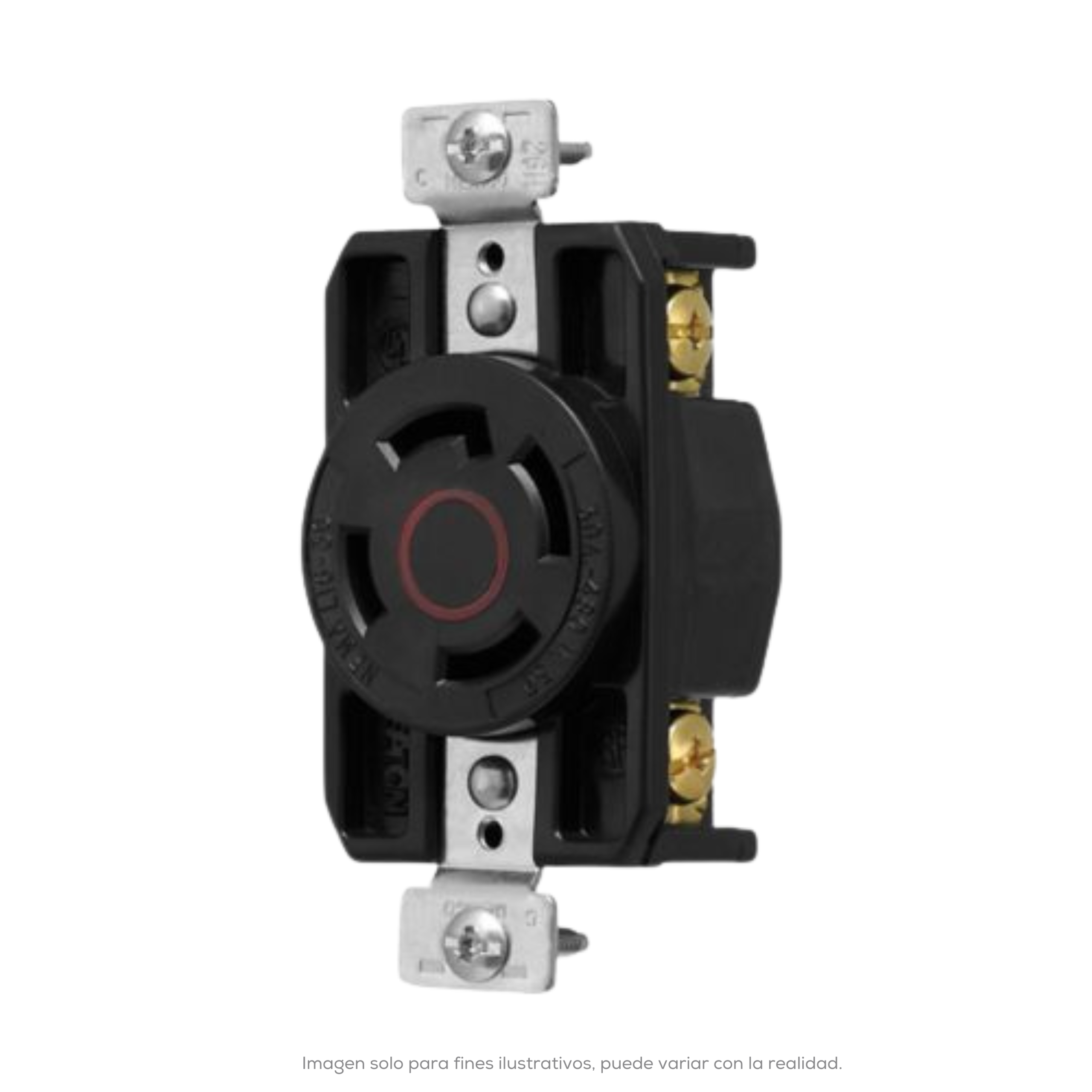 Receptaculo Sencillo Hart Lock Media Vuelta 3P4H 30A 3 480VCA NEMA L16 30 Grado Industrial Color Negro