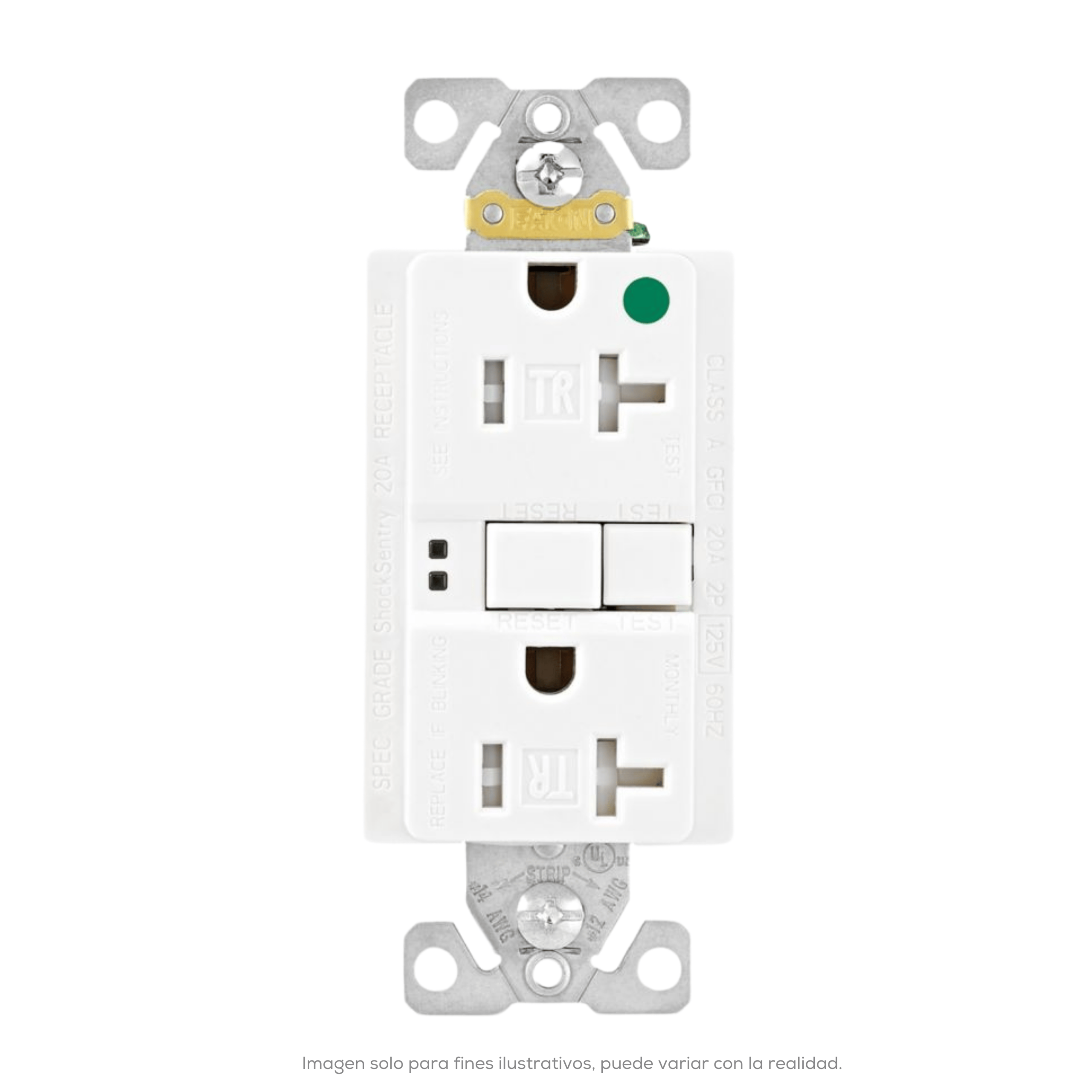 RECEPTACULO GFCI DUPLEX HG DECO 20A 125V WH TAMPER RESISTANT