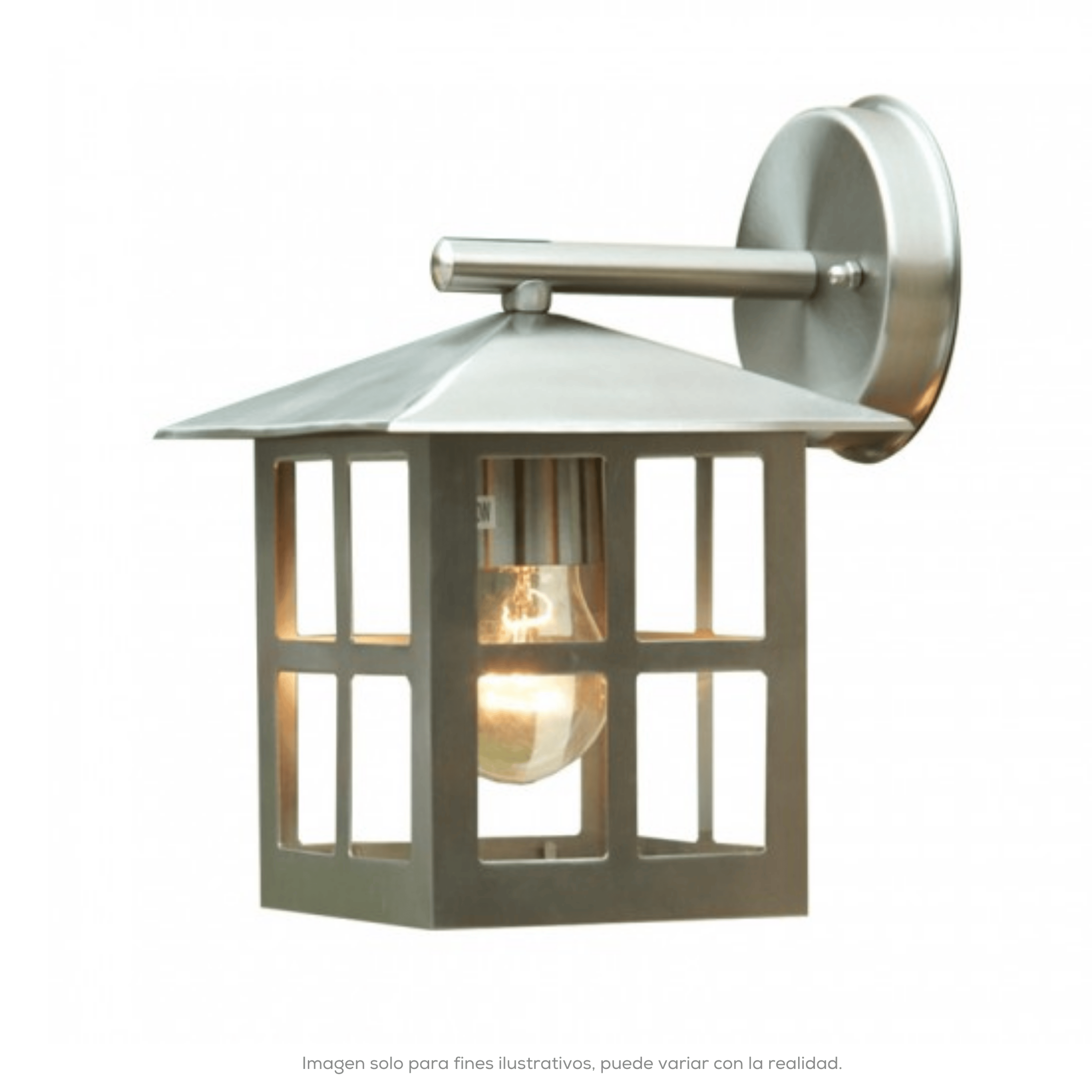 FAROL CUADRADO ACERO INOXIDABLE Y CRISTAL CALUX