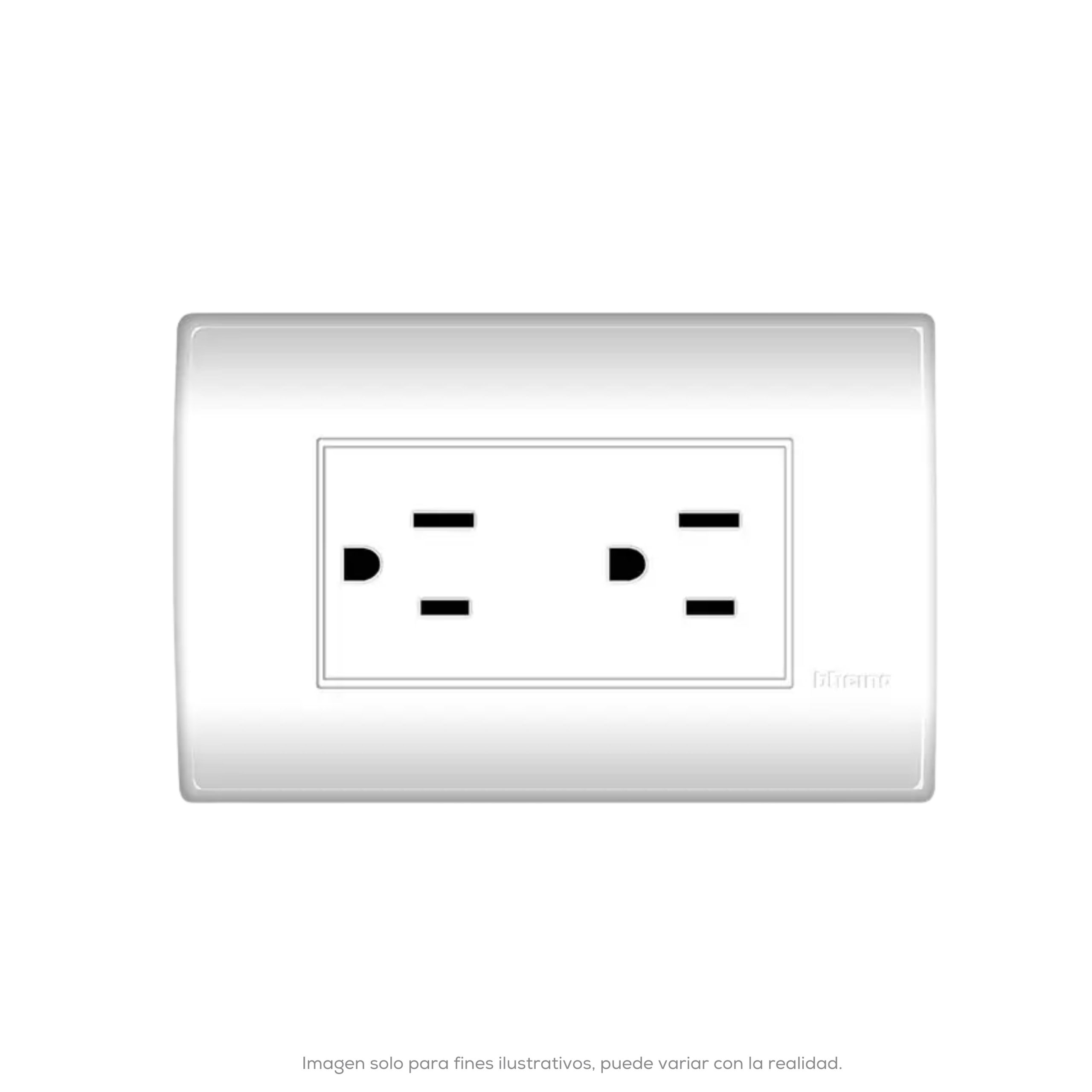 TOMA CORRIENTE DUPLEX POLARIZADA Y ATERRIZADA 2PT 15A 127V C/PLACA COLOR BLANCO