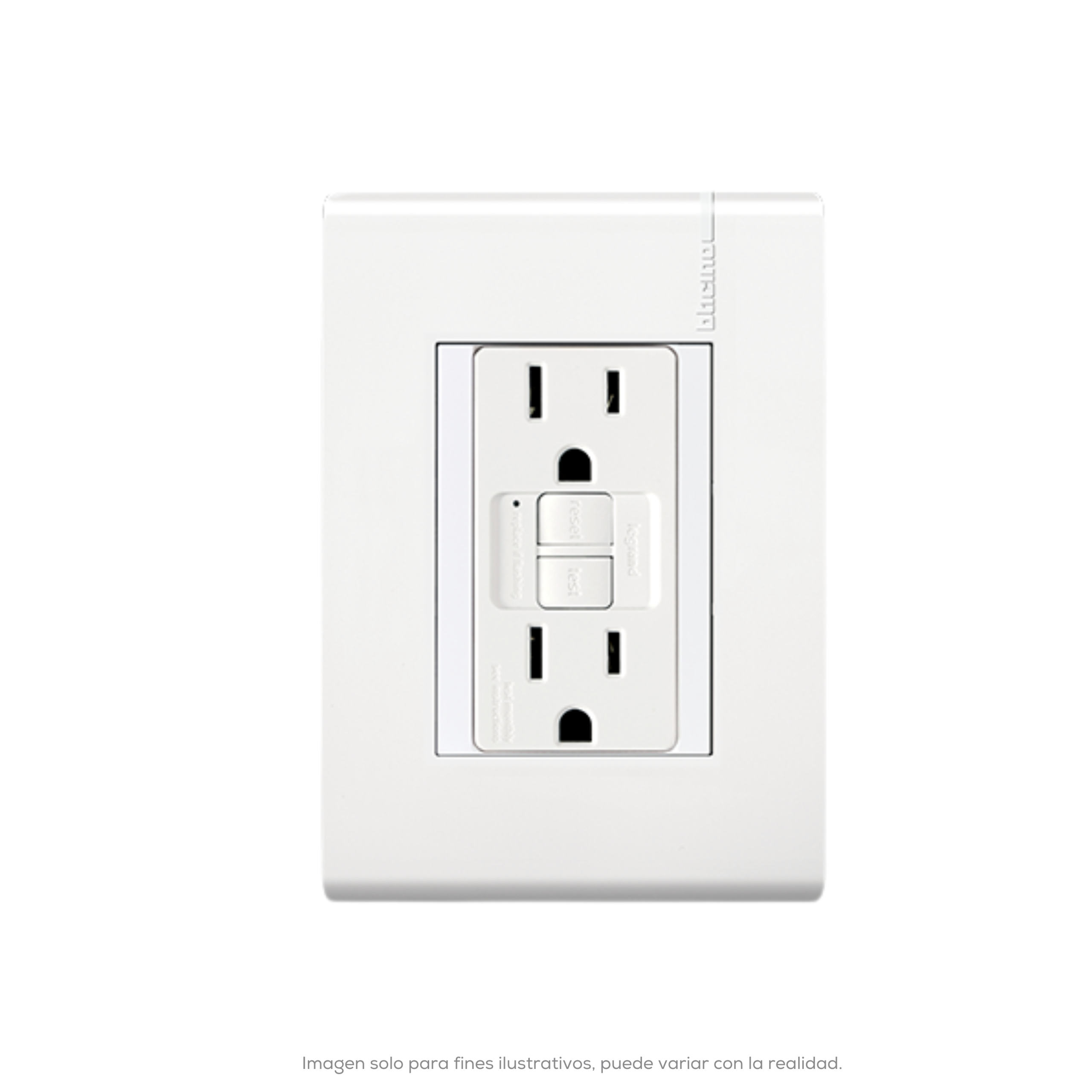TOMACORRIENTE DUPLEX 2PT ICFT CON PROTECCION INFANTIL 15A 127 250V PLACA BLANCA