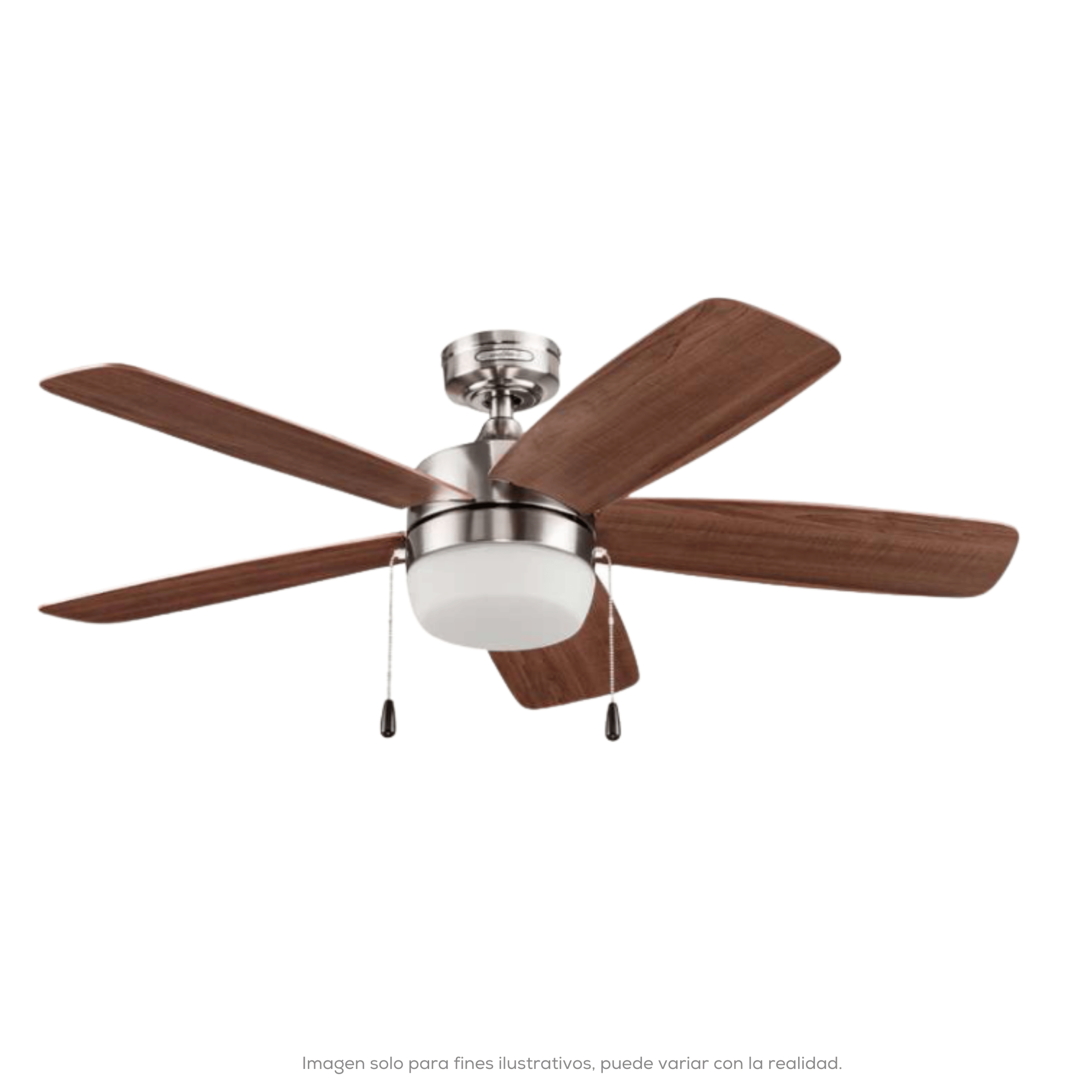 VENTILADOR LUGO LED CCT NIQUEL 44PG 5 ASPAS NOGAL