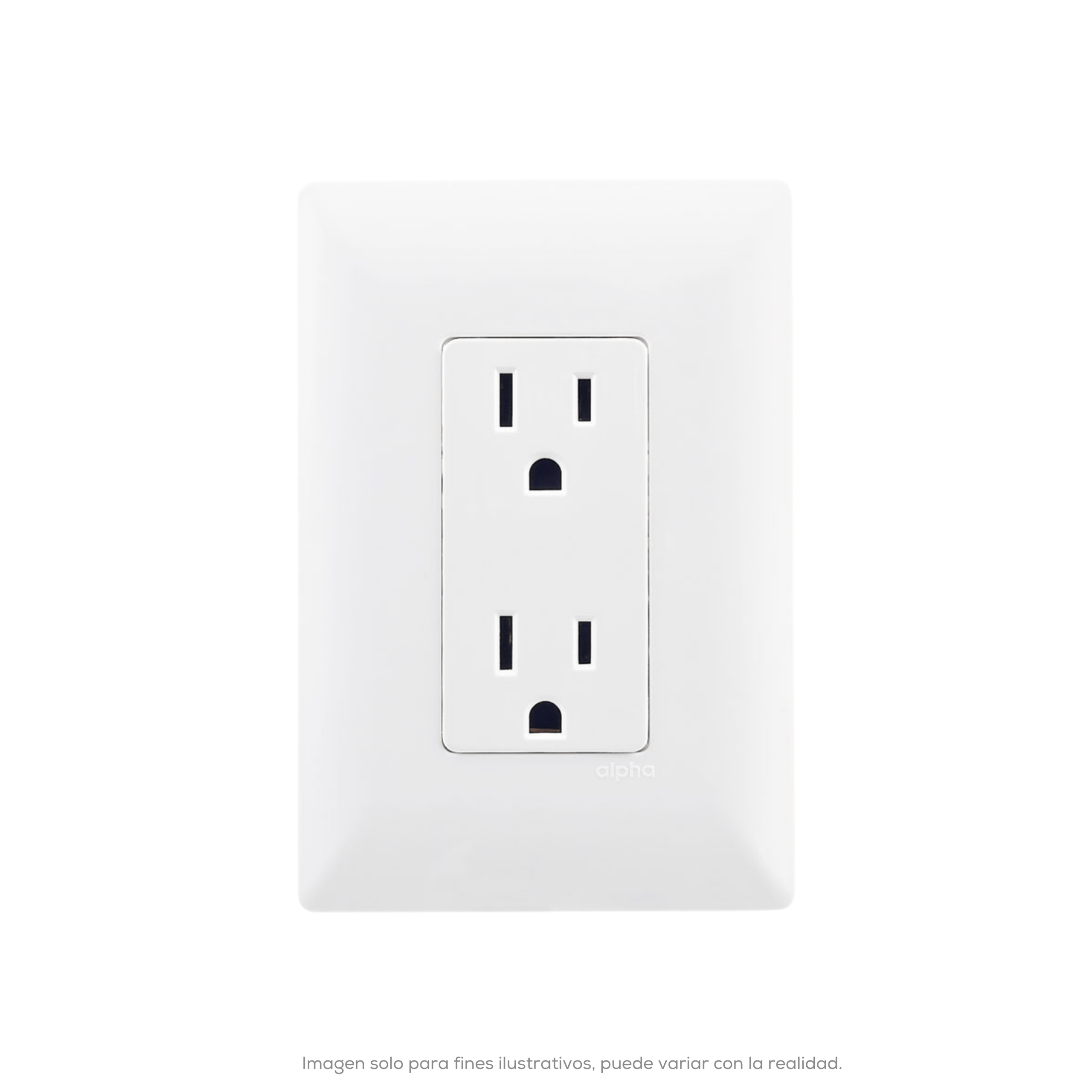 CONTACTO DUPLEX ECONOMICO 2P T C PLACA ALPHA BLANCA