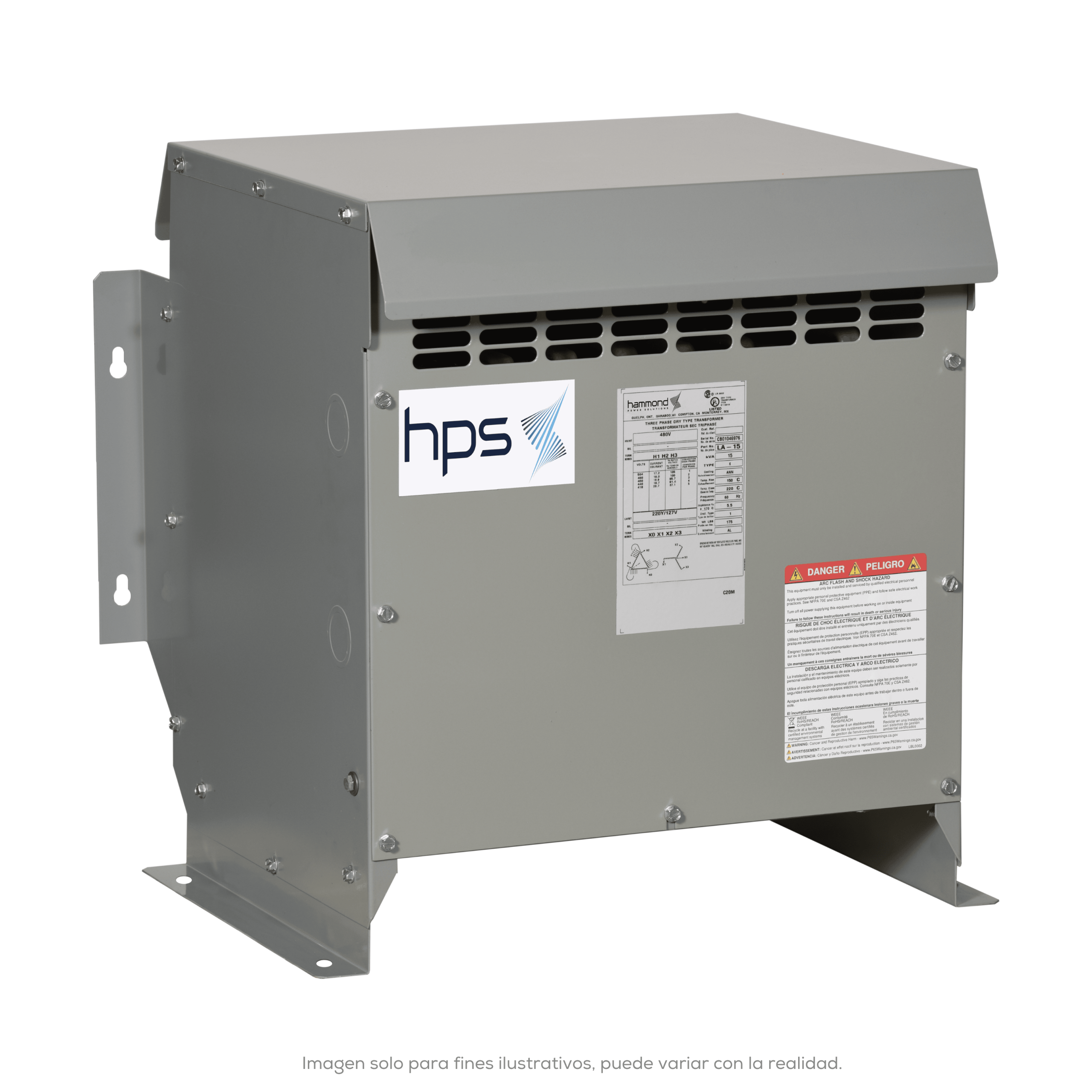 TRANSFORMADOR 3PH 225KVA 480V-400Y/231V 60HZ AL