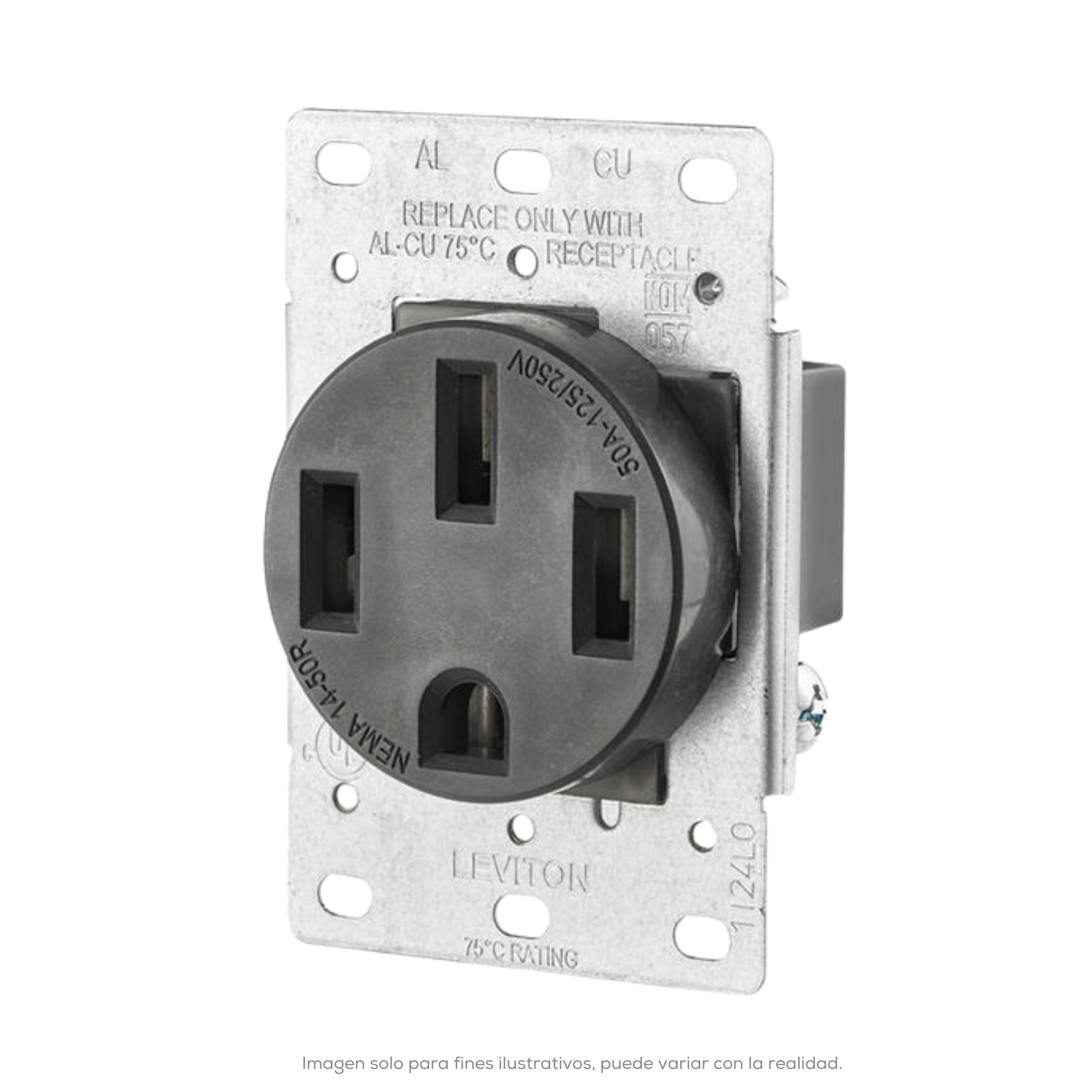 Receptaculo Entrada Recta Industrial 50 A 125/250 V 3P 4H Nema 14-50R Negro