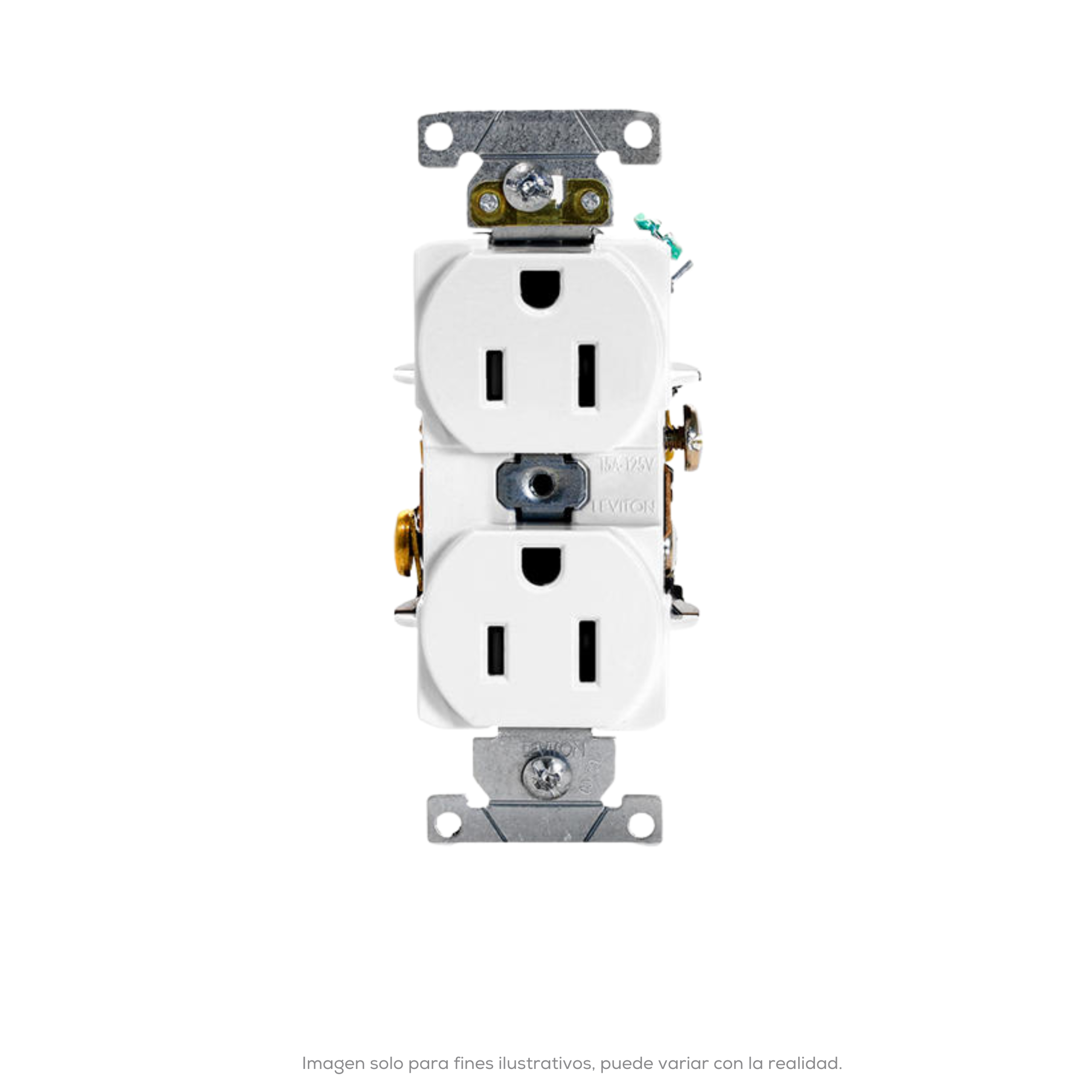 Receptaculo Duplex Grado Industrial 15 A 125 V 2P 3H Alambrado Lateral Y Posterior Carga Extra Pesada Blanco