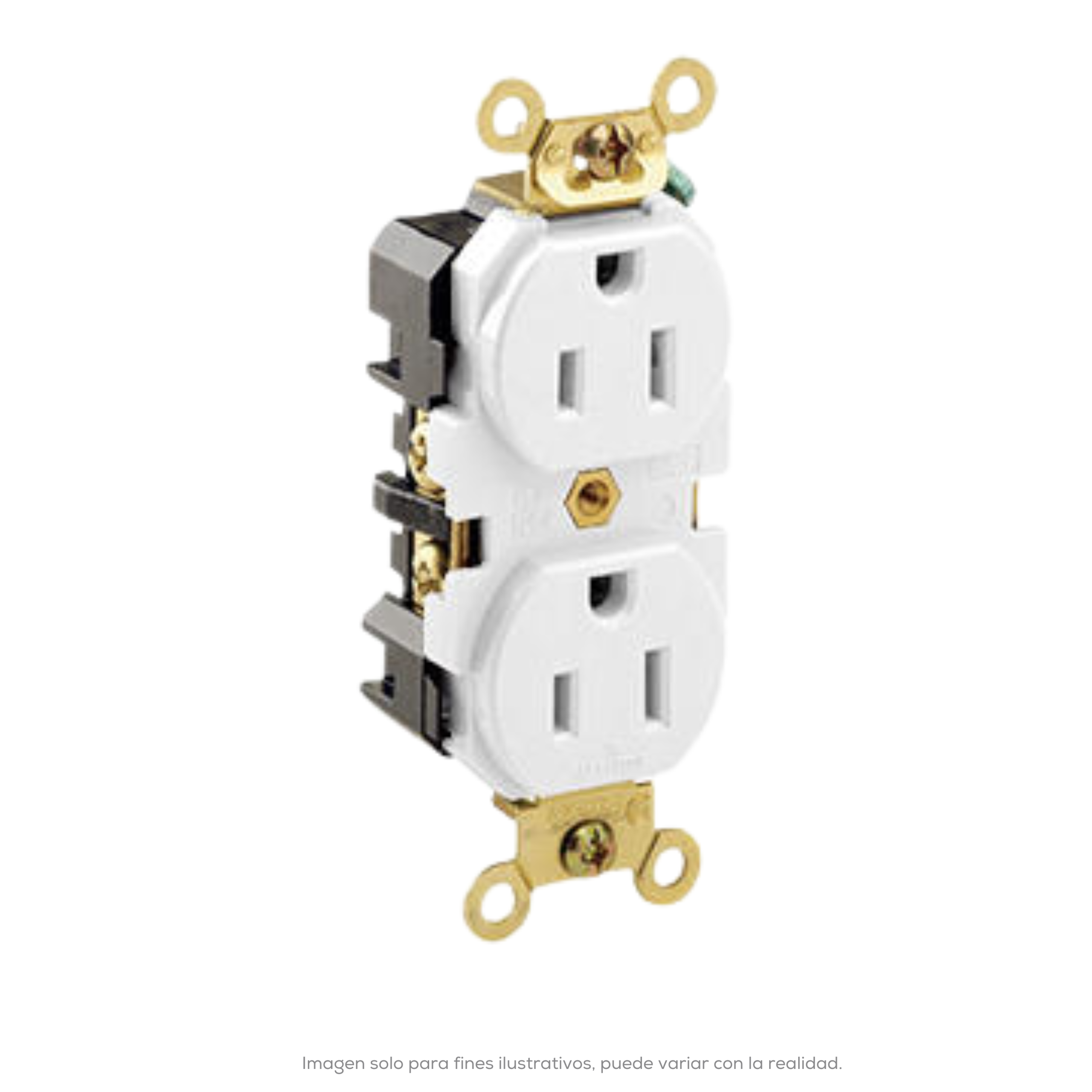 Receptaculo Duplex Grado Industrial 15 A 125 V 2P 3H Alambrado Lateral Y Posterior Carga Extra Pesada Blanco