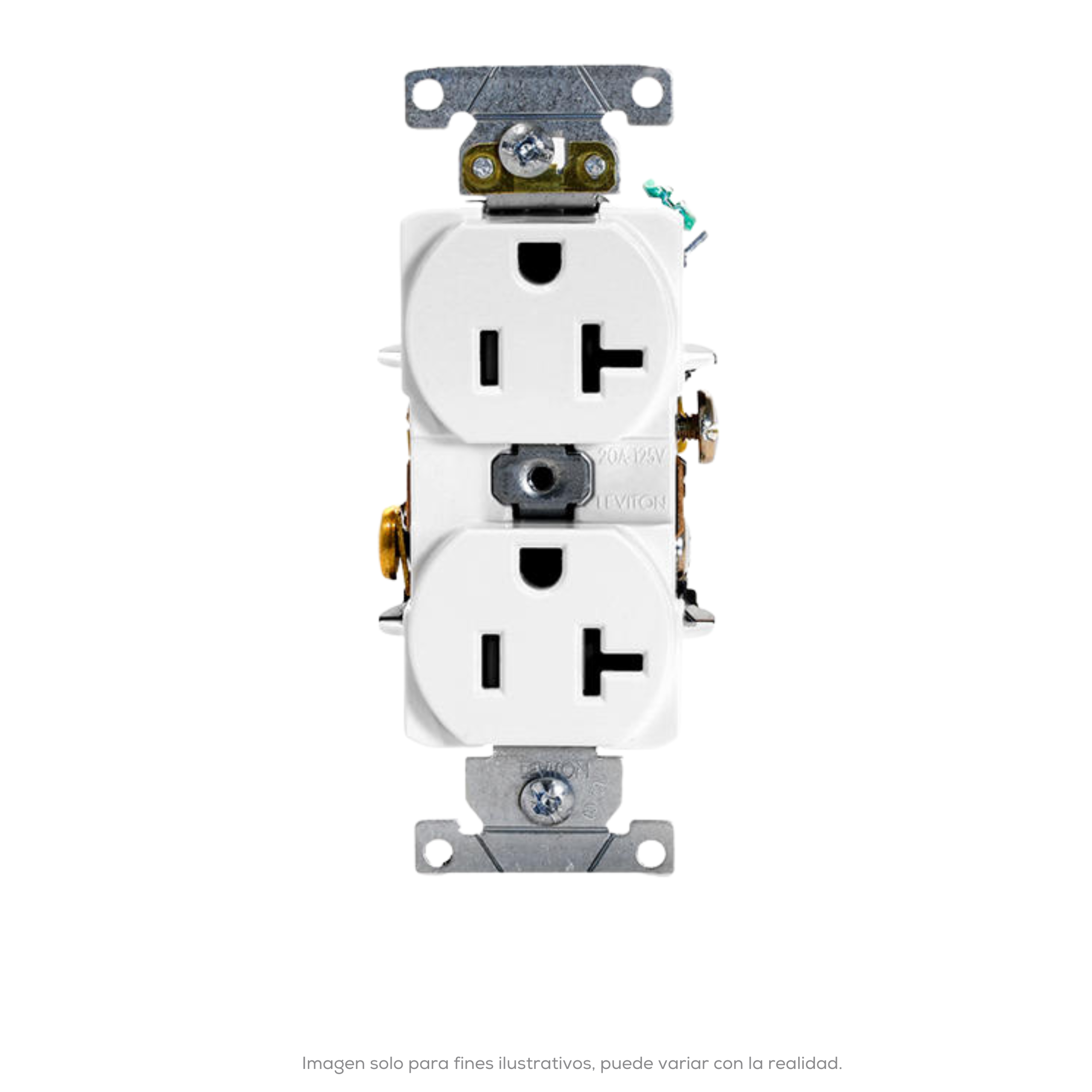 Receptaculo Duplex Grado Industrial 20 A 125 V 2P 3H Alambrado Lateral Y Posterior Blanco