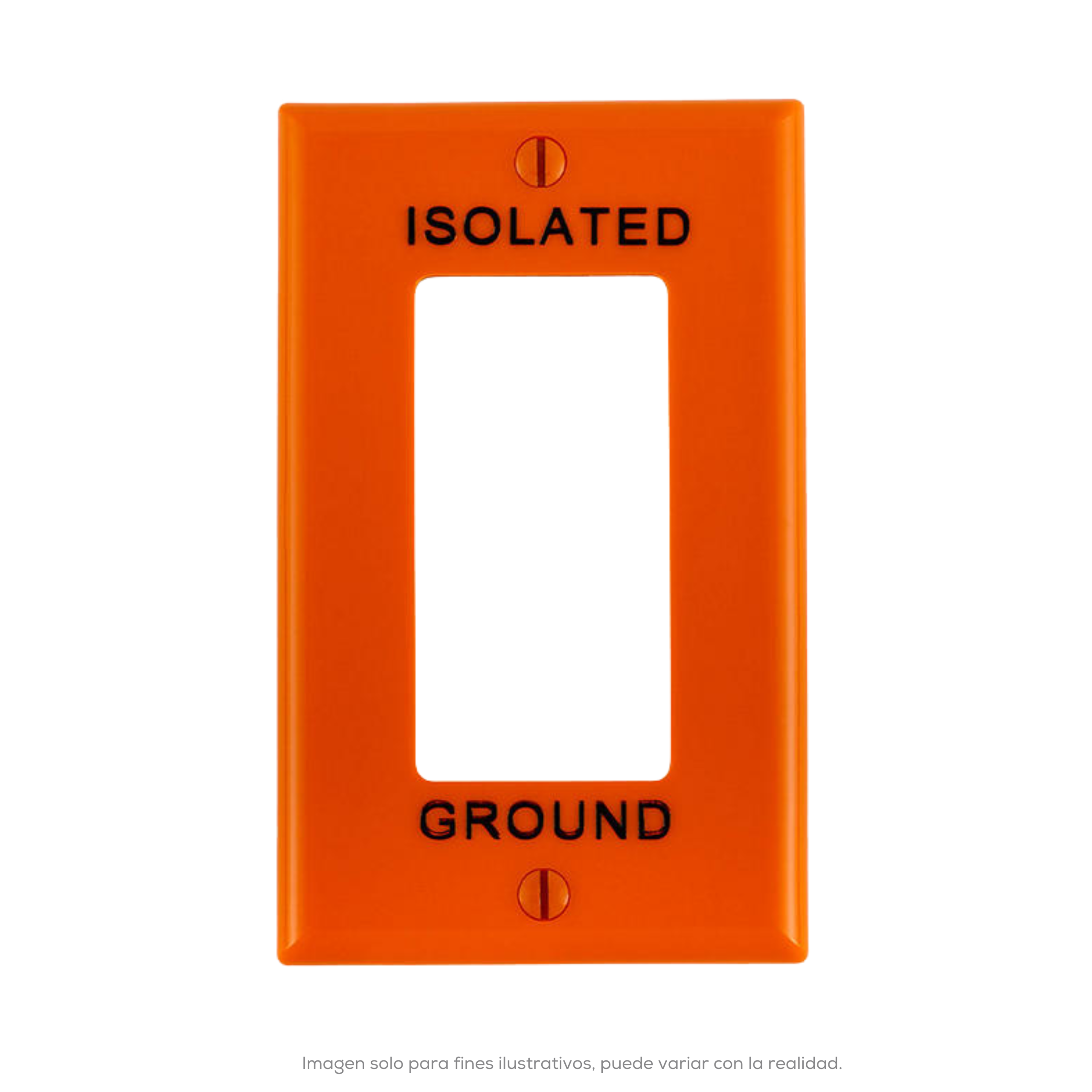 Placa 1 Ventana Nylon Para Receptaculo Gfci Texto Tierra Aislada Decora Naranja