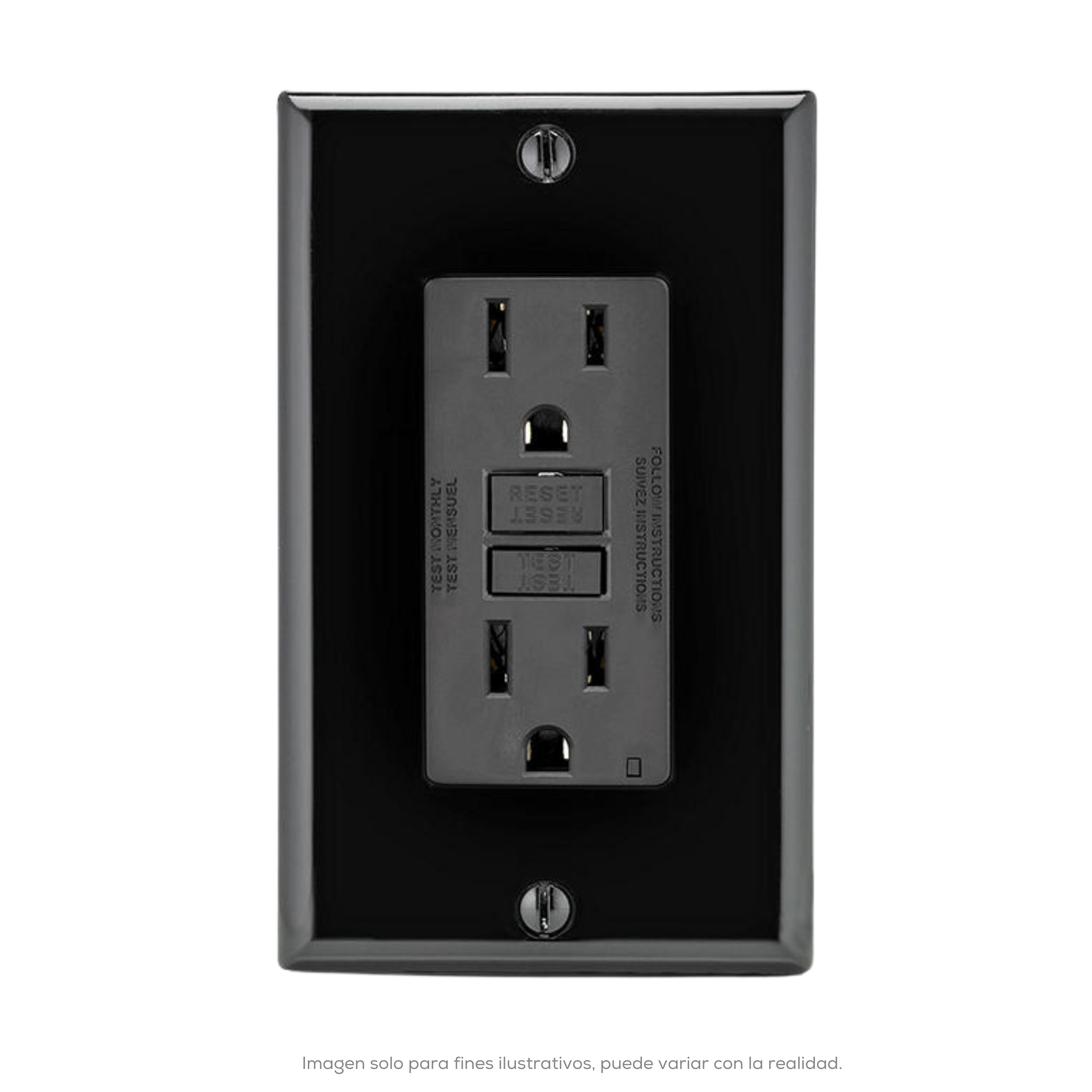 Receptaculo Dplx Gfci O Icft Con Automonitoreo Smartlockpro 15 A 125 V 2P 3H Negro C/Placa
