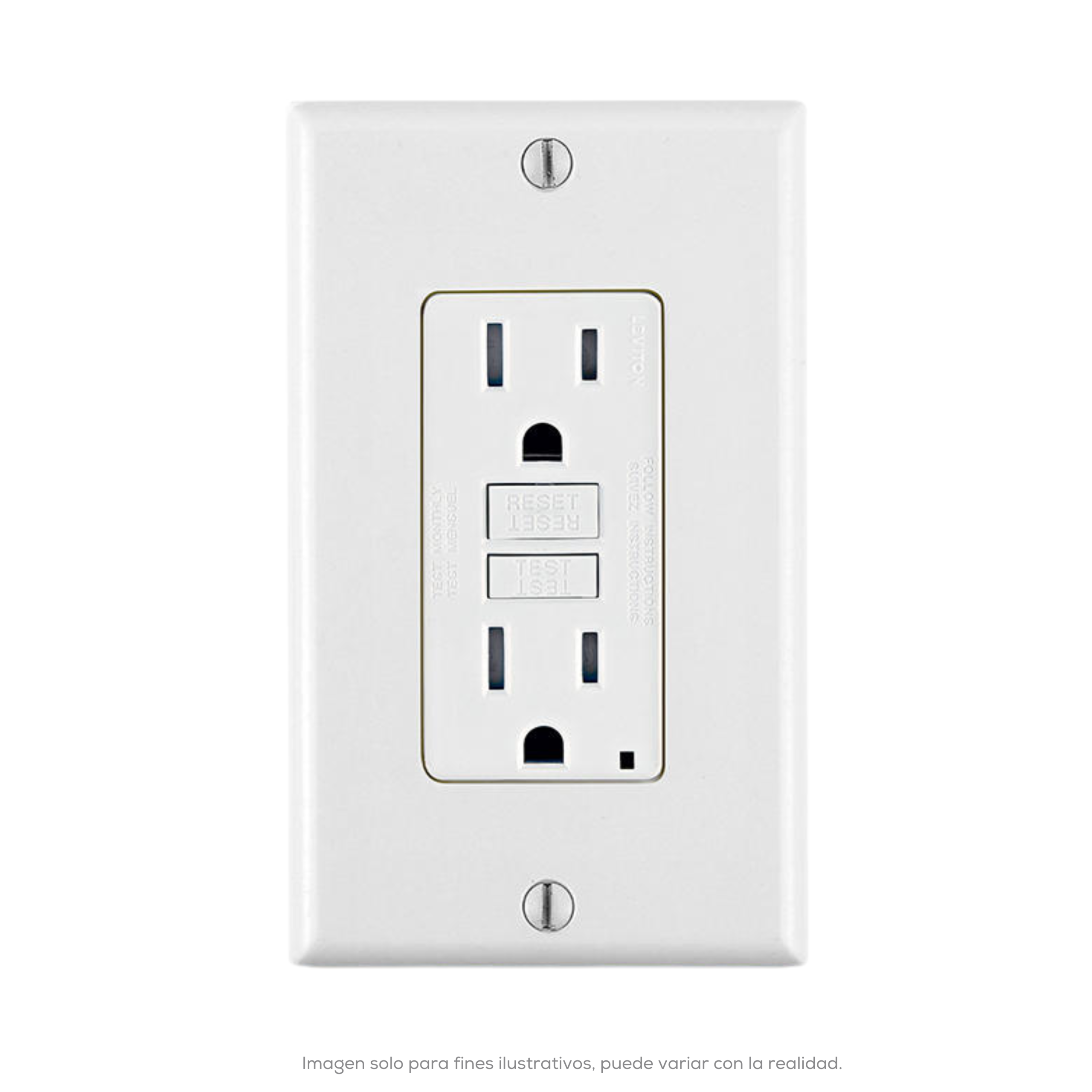 Receptaculo Dplx Gfci O Icft Con Automonitoreo Smartlockpro Tamper Resistant 15 A 125 V 2P 3H Blanco C/Placa