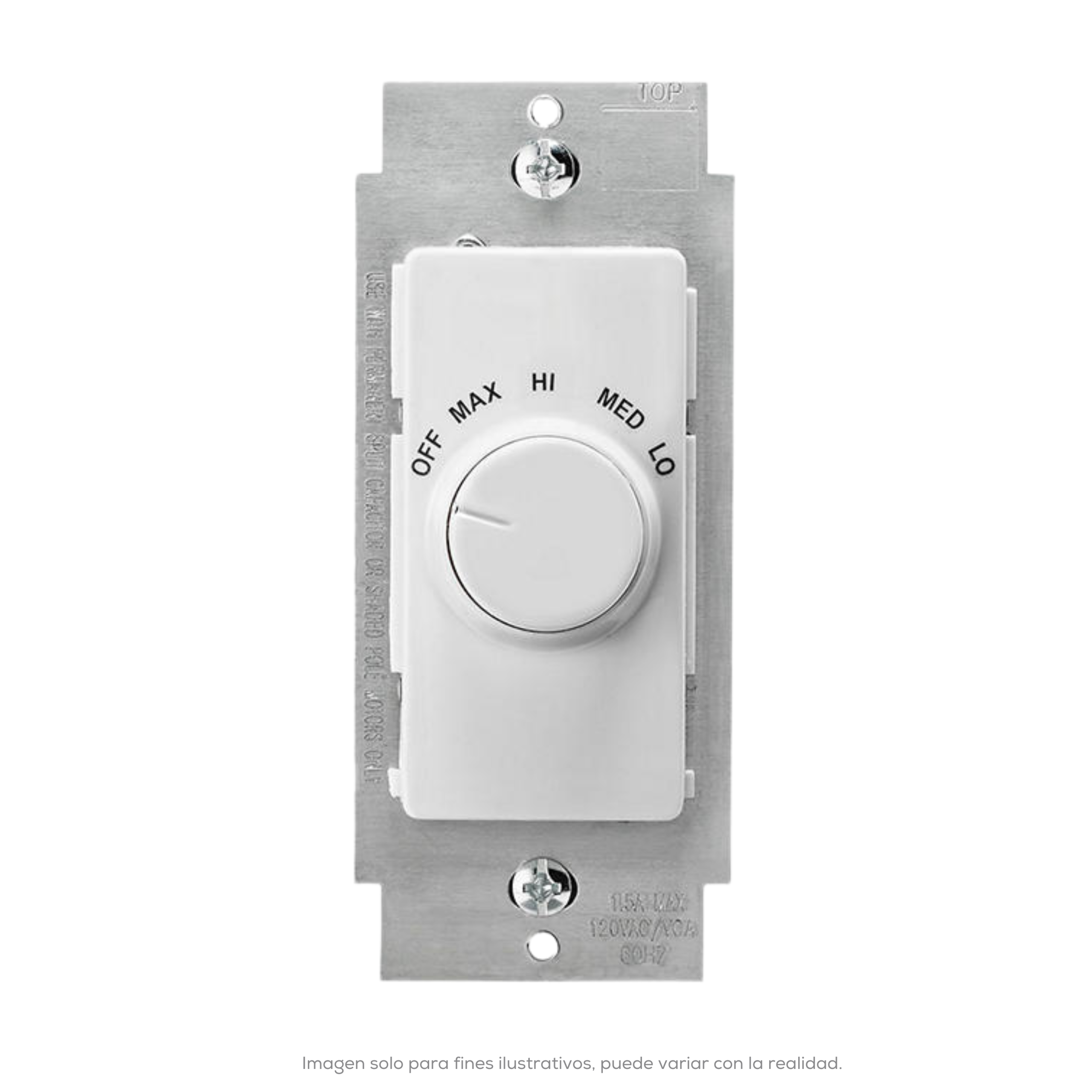 Control Rotativo De 4 Pasos P/Ventilador 1 5 A 120 V Incluye Frente Color Blanco Marfil