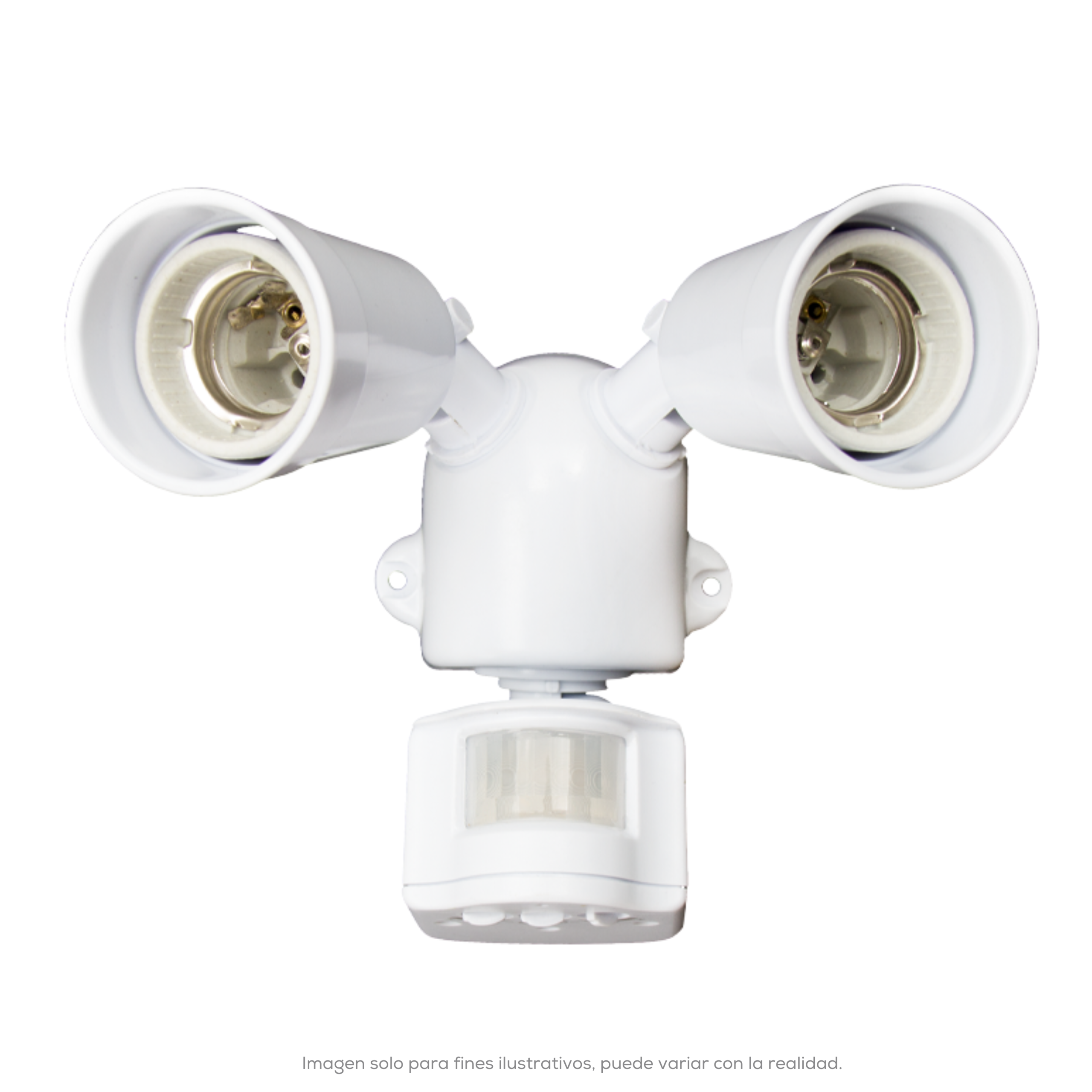 Base Porta Spot Doble Con Sensor De Movimiento Blanco