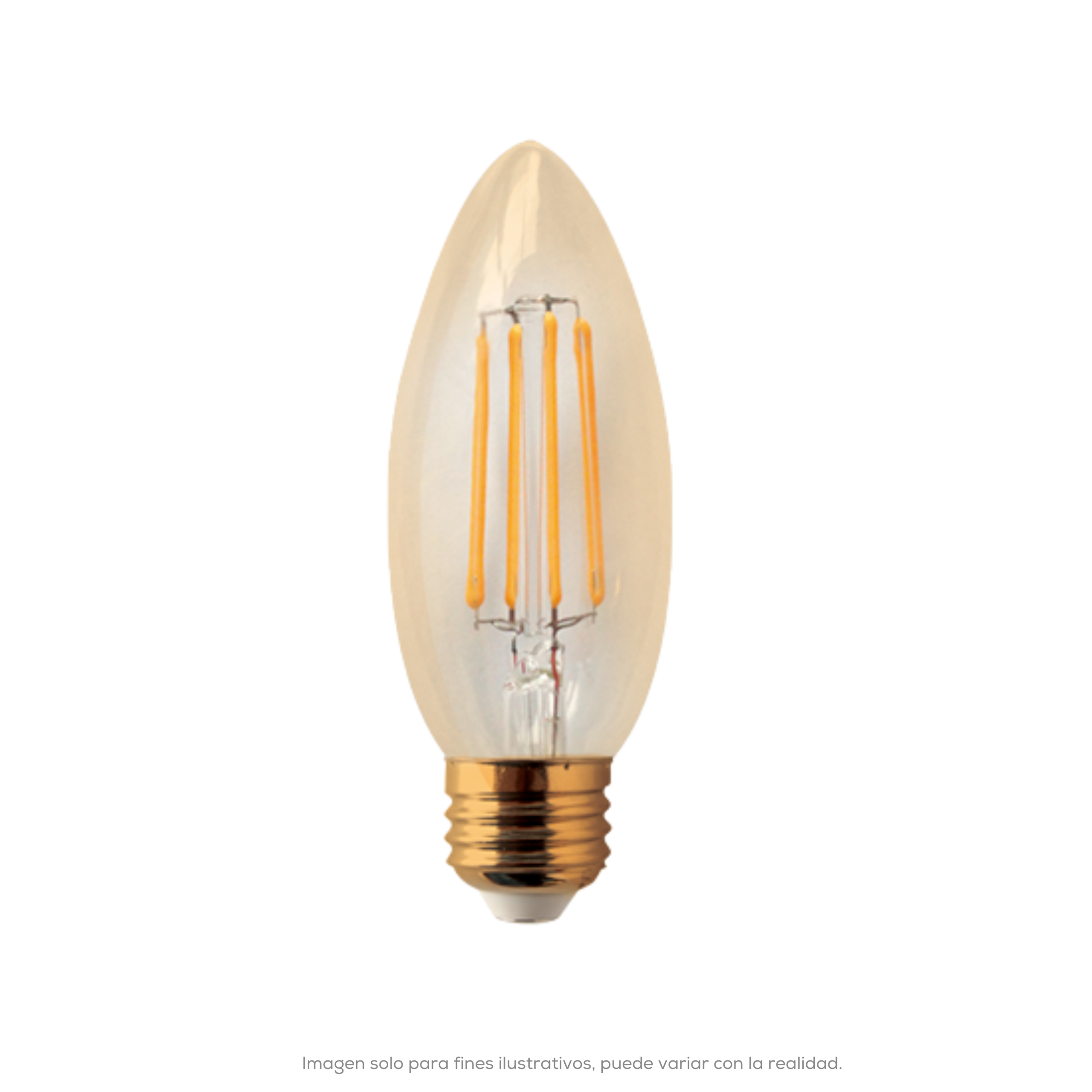Lampara De Leds Dimeable 4 W Tipo Vela Blanco Calido 2200 K