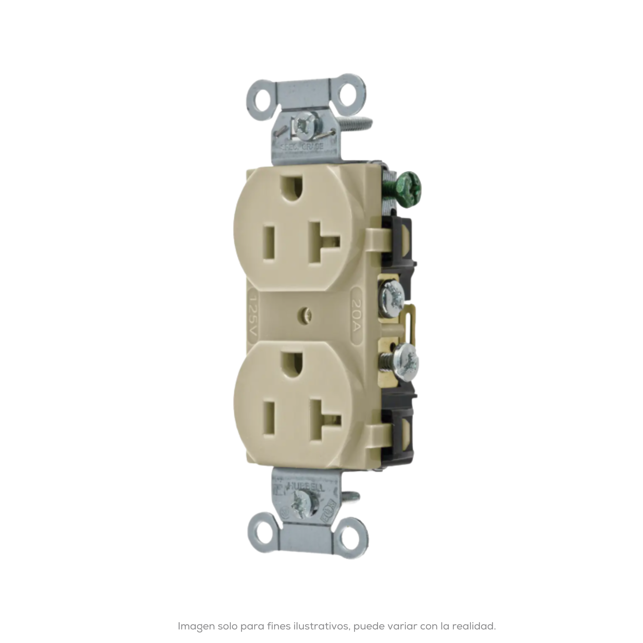 RECEP DPLX COMER 2P 3H 20A 125V MARFIL HUBBELL