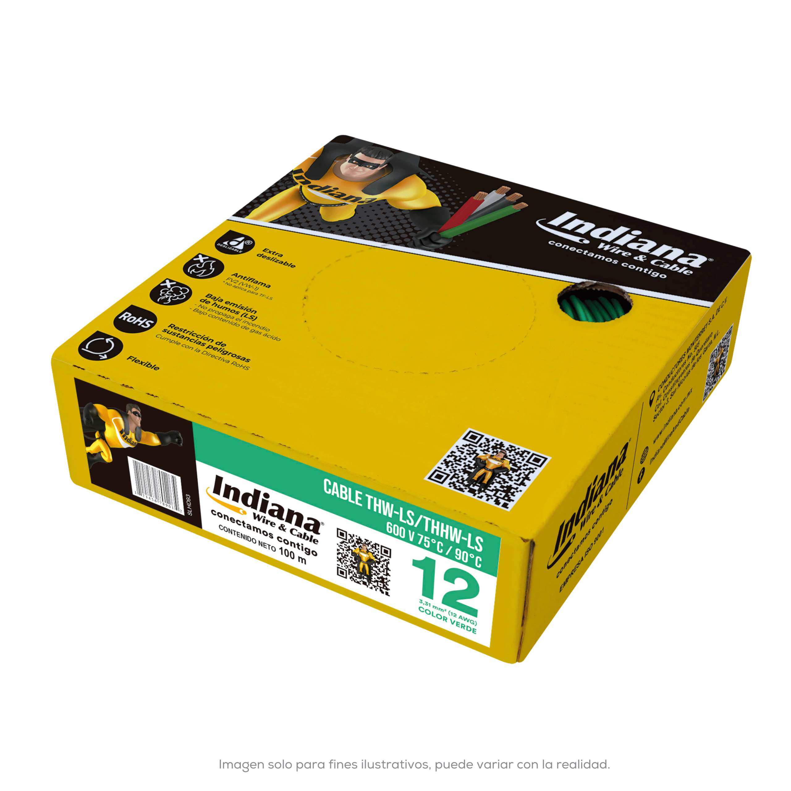 Cable THW Cal 14 Verde Indiana Sly 315