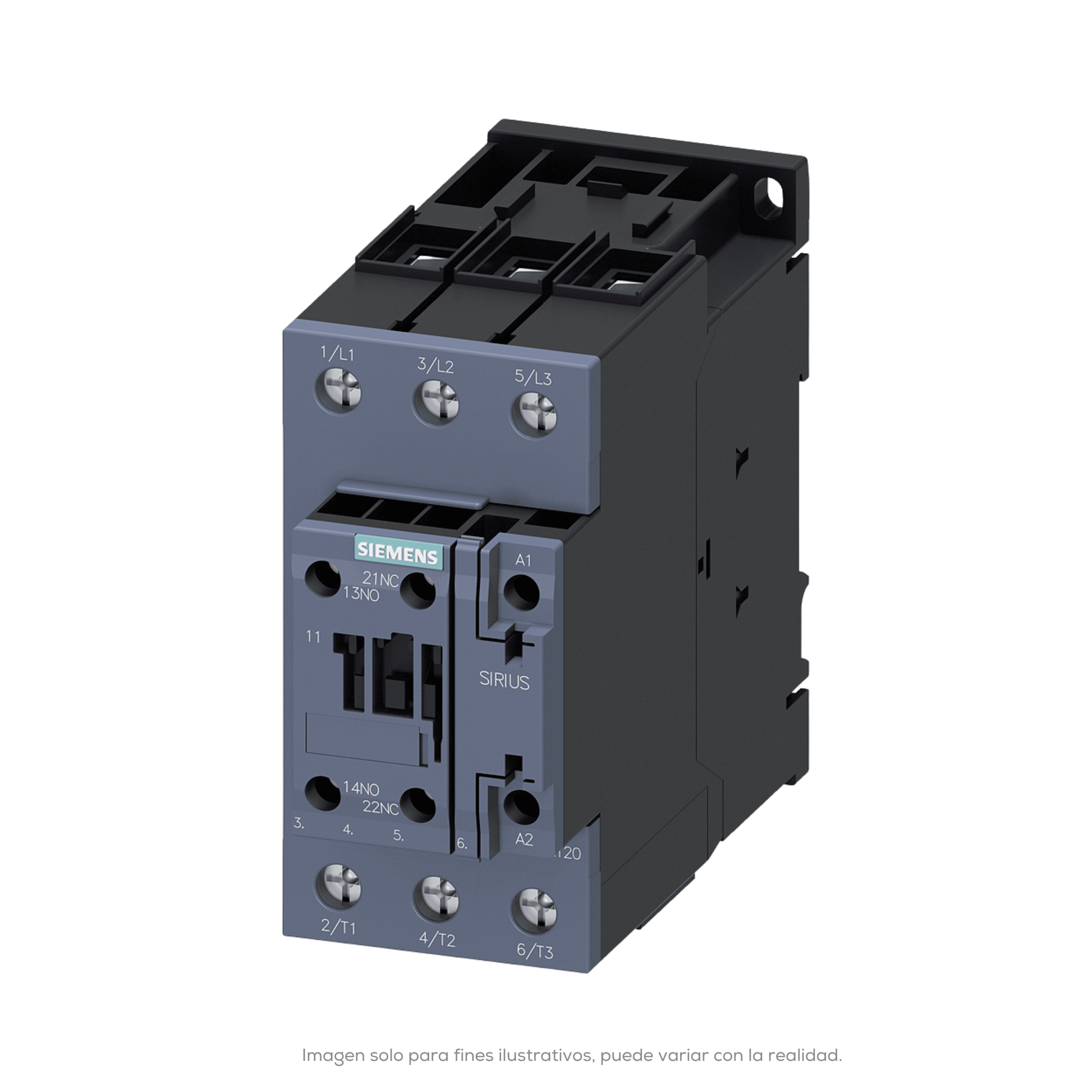 CONTACTOR DE FUERZA TRIPOLAR SIRIUS 50A 15HP 230V 30HP 460V VOLTAJE DE BOBINA 220VCA TAMANO S2 CON CONTACTO AUXILIAR 1
