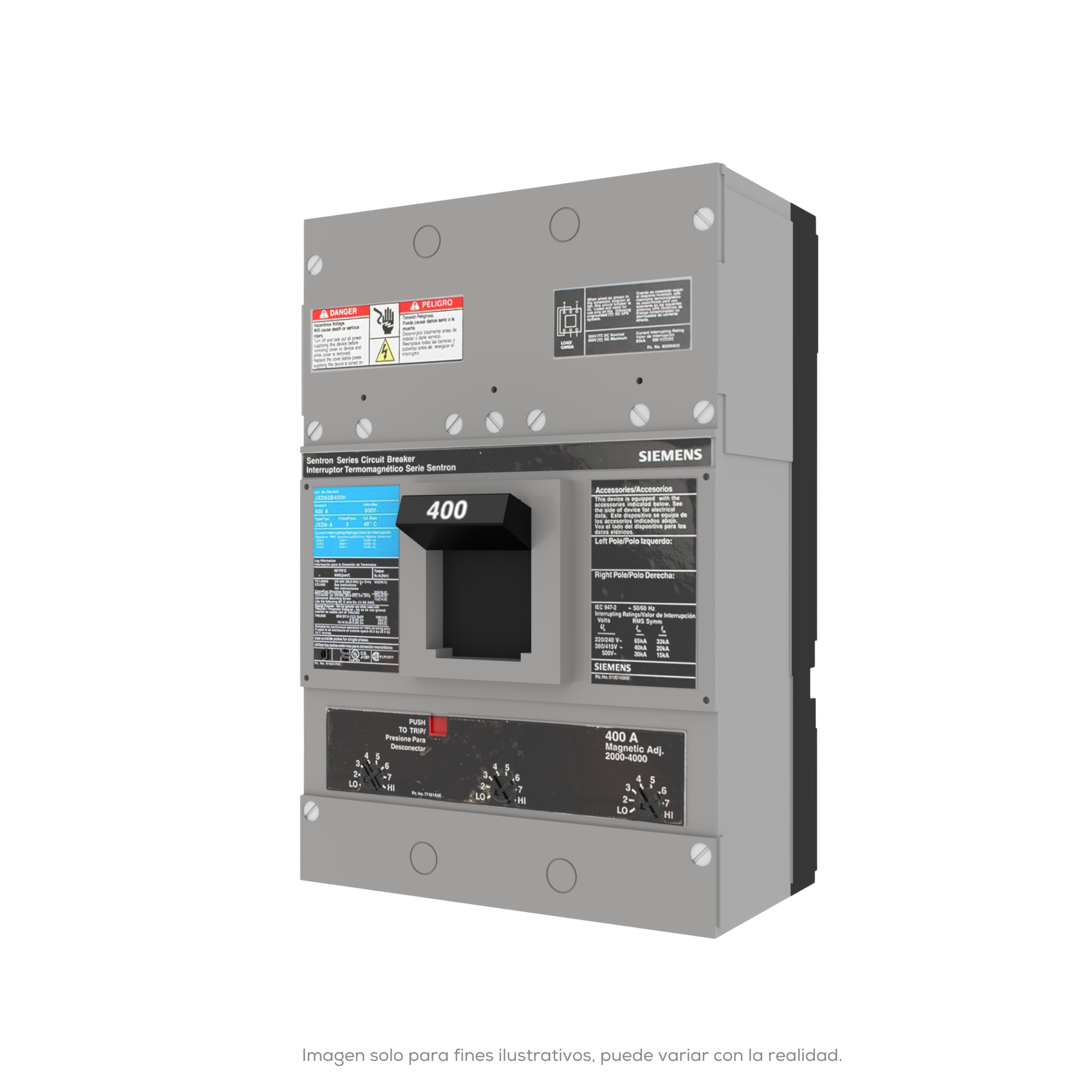 INTERRUPTOR TERMOMAGNETICO SENTRON JXD 350A NO INCLUYE ZAPATA