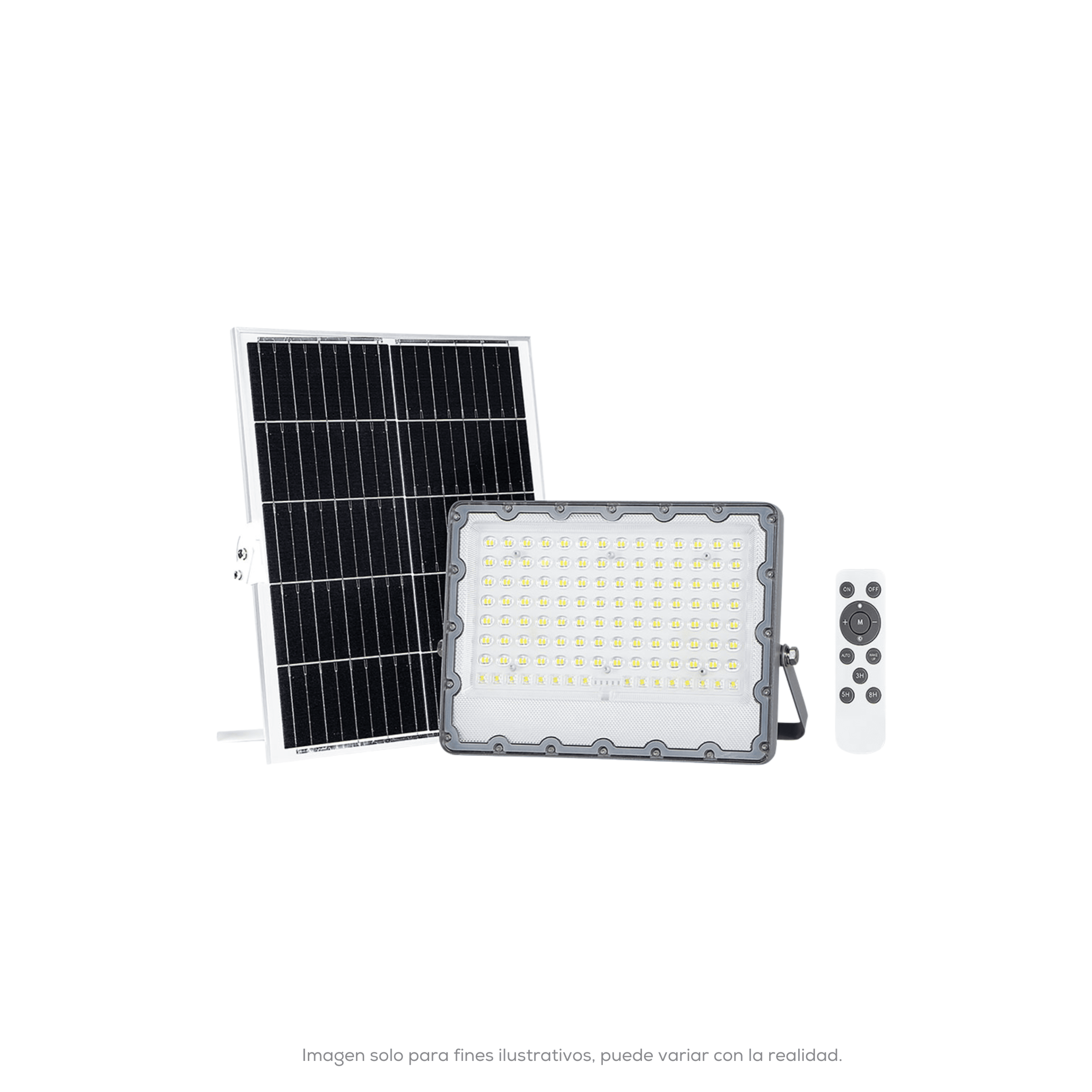 REFLECTOR LED SOLAR CON PANEL SOLAR MONTABLE CONTROLADOR SENSOR Y BATERIA RECARGABLE INCLUIDA. 2300LM BLANCO FRIO