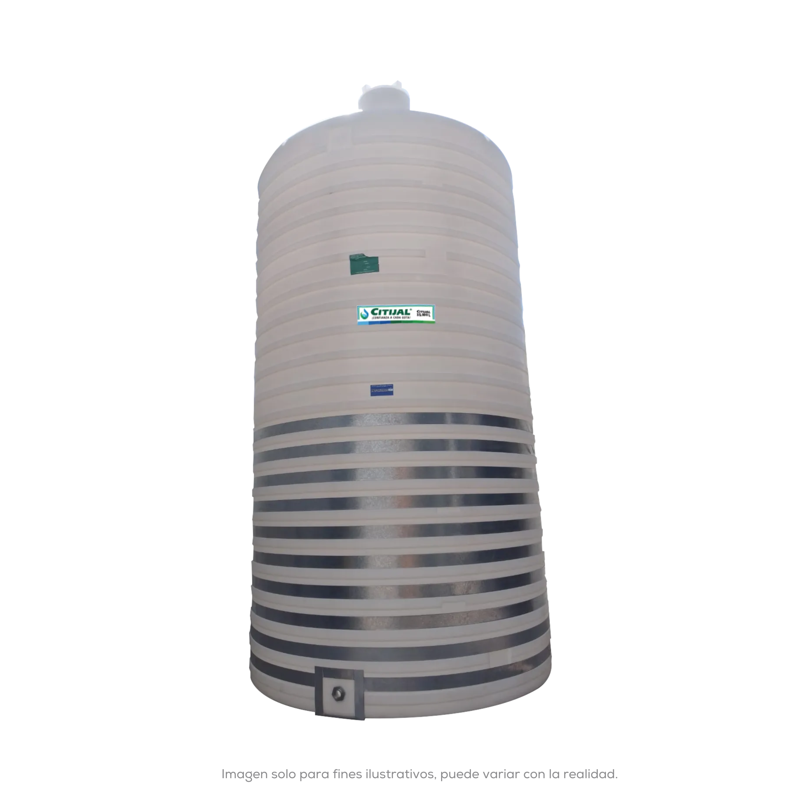 CISTERNA CITIJAL VERTICAL BLANCA 35000 LTS C/7 CINCHOS BOCA LATERAL DM 2.94 X 5.25 DE ALTURA SIN ACCESORIOS